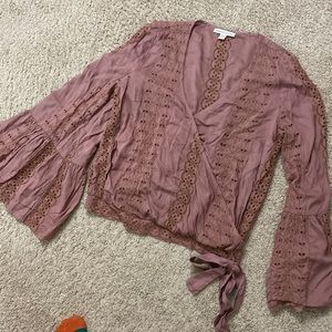 American Eagle Faux Wrap Surplice Top